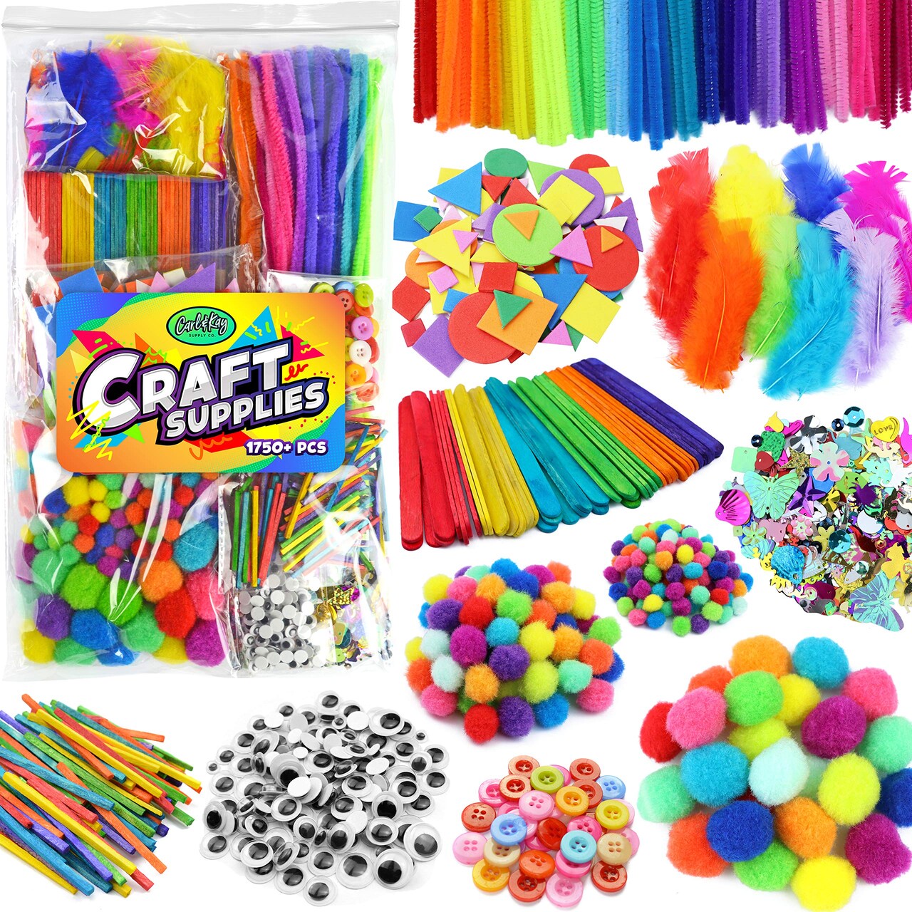 Arts & Crafts Supplies Kits & Materials Set for Kids, Toddler & Organizer Storage Tote Bag